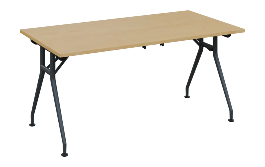 SLV 160 lak skládací jednací stůl 1600x800x750 mm, deska 25 mm, podnož černý lak, deska javor horský